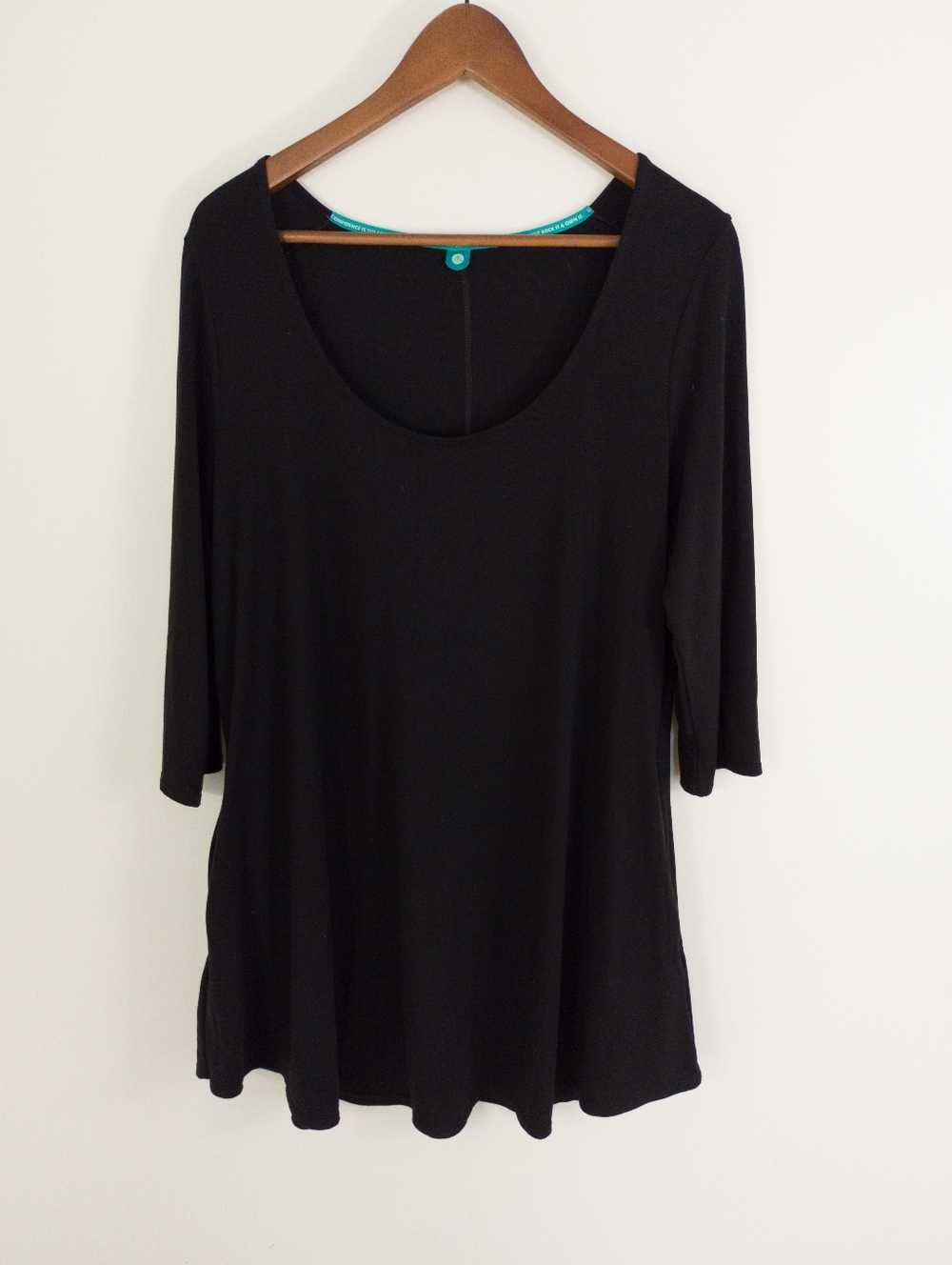 Sweetlegs Scoop Neck Tunic Top Black Size Large